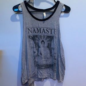 Gray graphic Buddha tank top namaste yoga